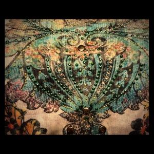 Reba ~ XL LS Studded Burnout Top ~ USA Made